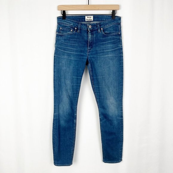 Acne Studios Skin 5 Ocean Skinny Slim Denim Jeans Mid High Rise Waisted Long 29 - Picture 2 of 10